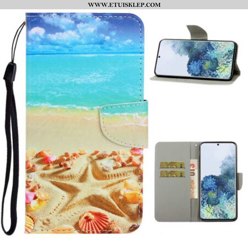 Etui Folio do Samsung Galaxy S21 5G z Łańcuch Plaża Smyczkowa